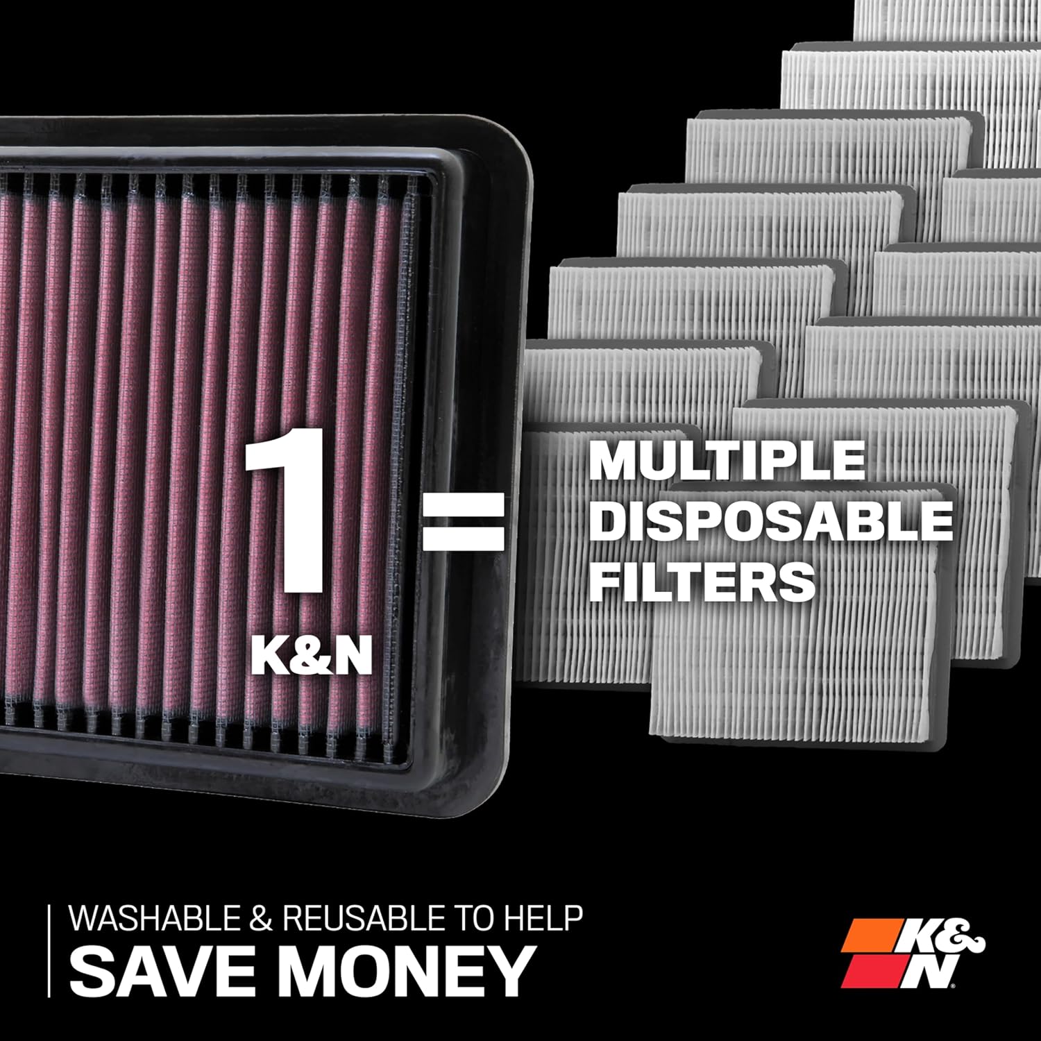 K&N High-Flow Original Lifetime Engine Air Filter: Increase Power: Premium